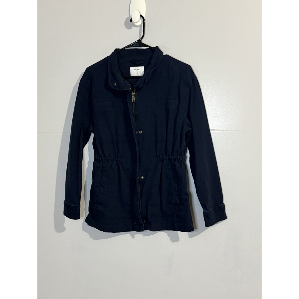 Old Navy Women's Military Cargo Utility Jacket Navy Blue Size S Grunge Army